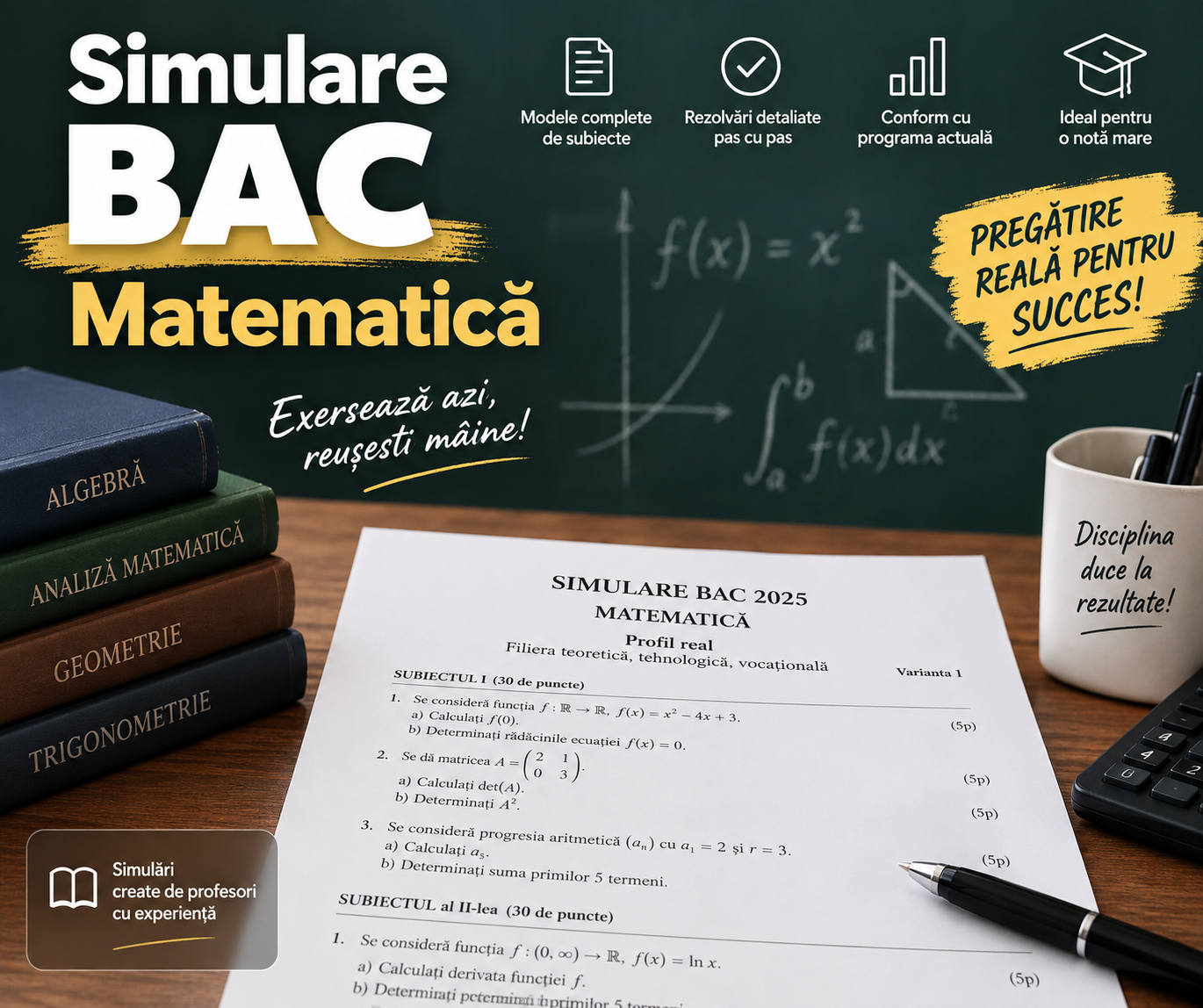 Simulare MATEMATICĂ BAC (Mate - info) + corectare individuală